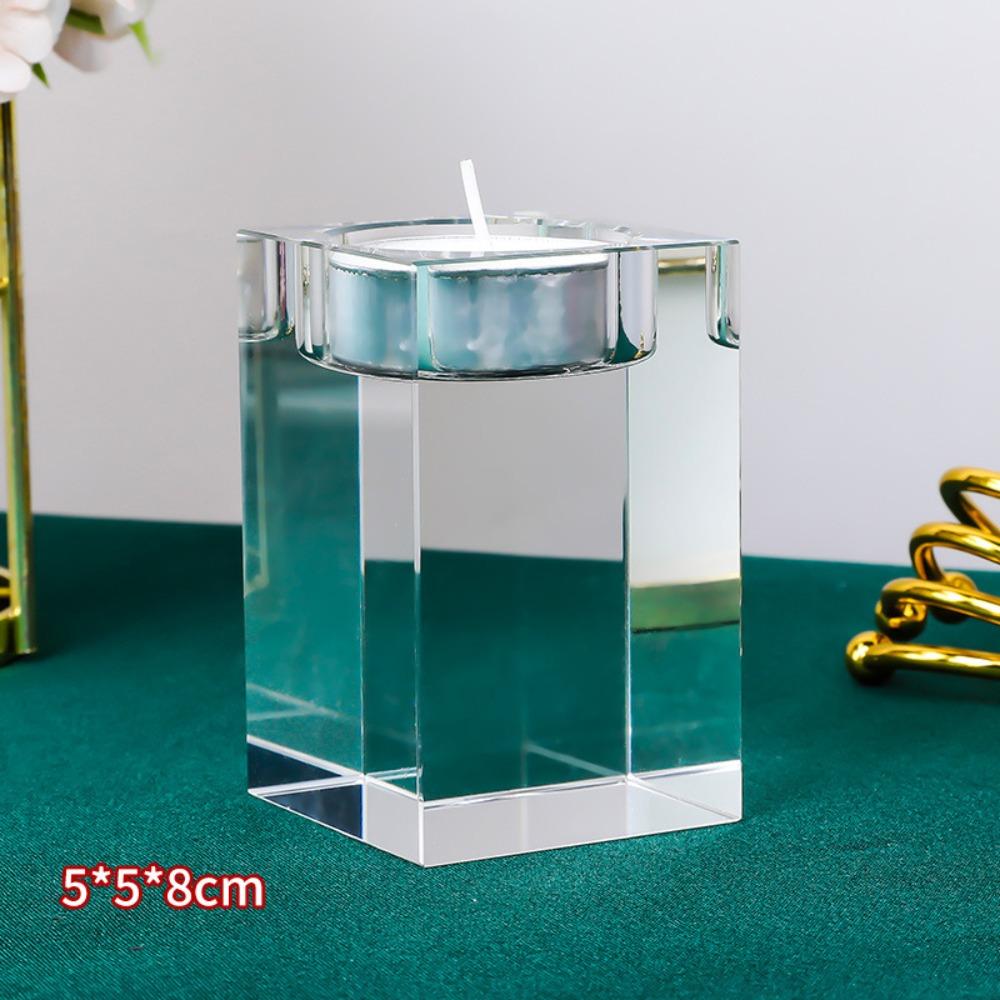 Modern Crystal Candle Holders Glass Candlestick Ornaments Creative Butter Lamp Holder  Indoor