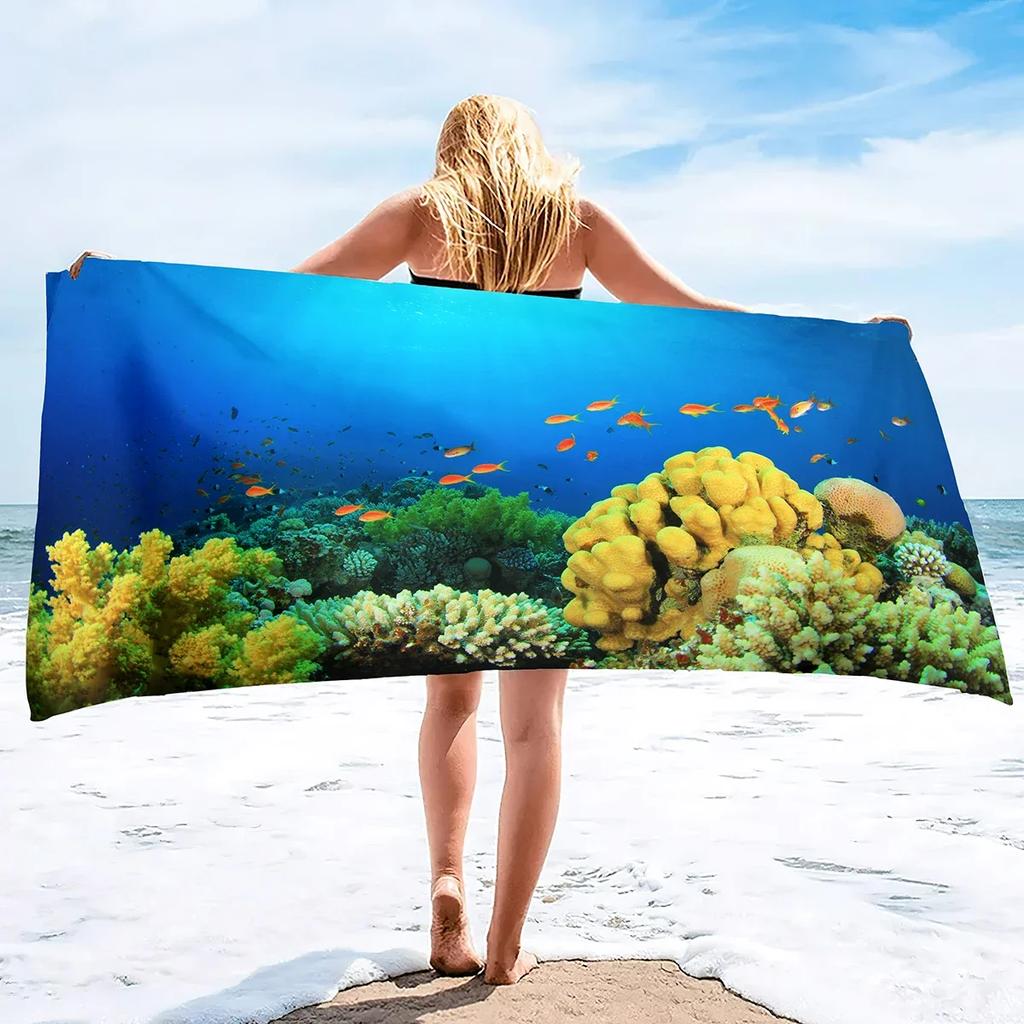 Natural Scenery SeaWorld Beach Towel,Oversized Microfiber Pool Towel forTravel,Quick Dry Towel Lightweight Sand Proof Bath Towel