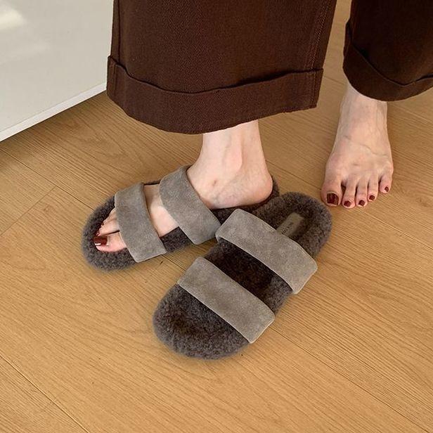 Soft-soled Fashion Mao Mao Slippers Retro Fashion Outer Wear 2025 Versatile Word with Thick-soled Mao Mao Shoes Women's Trend