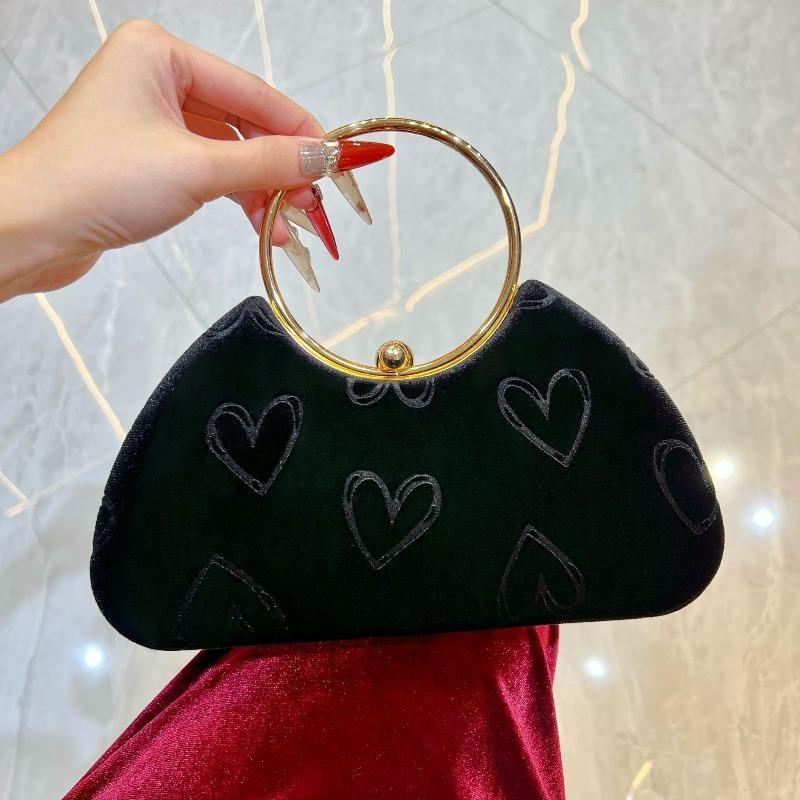 Fashion Chain Bag, Crossbody Bag, Heart-shaped High-end Handbag, Round Ring Handbag