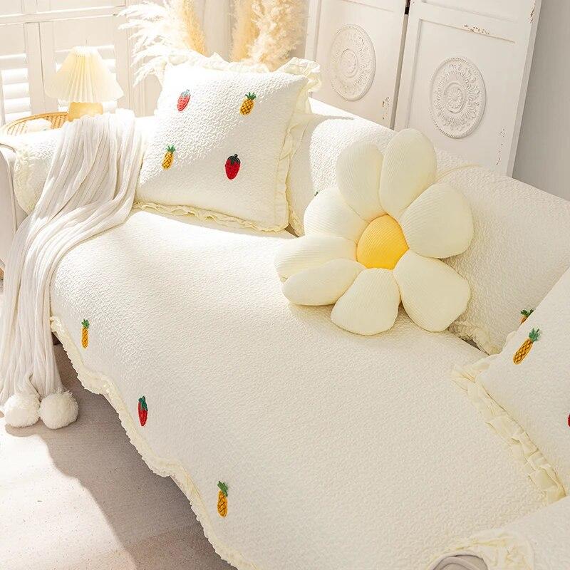 

Клубничный декор, хлопковый чехол для дивана, пасторальный песочный коврик для волос, удобная нескользящая подушка для дивана, универсальное украшение для дома, диван-полотенце 70x70cm 1pcs