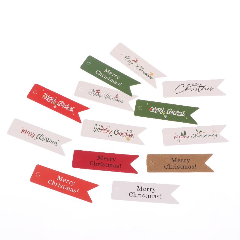 100Pcs Christmas Gift Tags Holiday Present Labels With Merry Christmas Lettering Design Decorative Hanging Tags