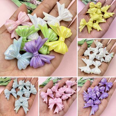 6Pcs DIY Findings for Crafted Handcrafted Big Bow Beading Neclace Bracelet Jewelry Making Loose Beads 32.3*36.6mm Acrylic Bowknot  Accessories