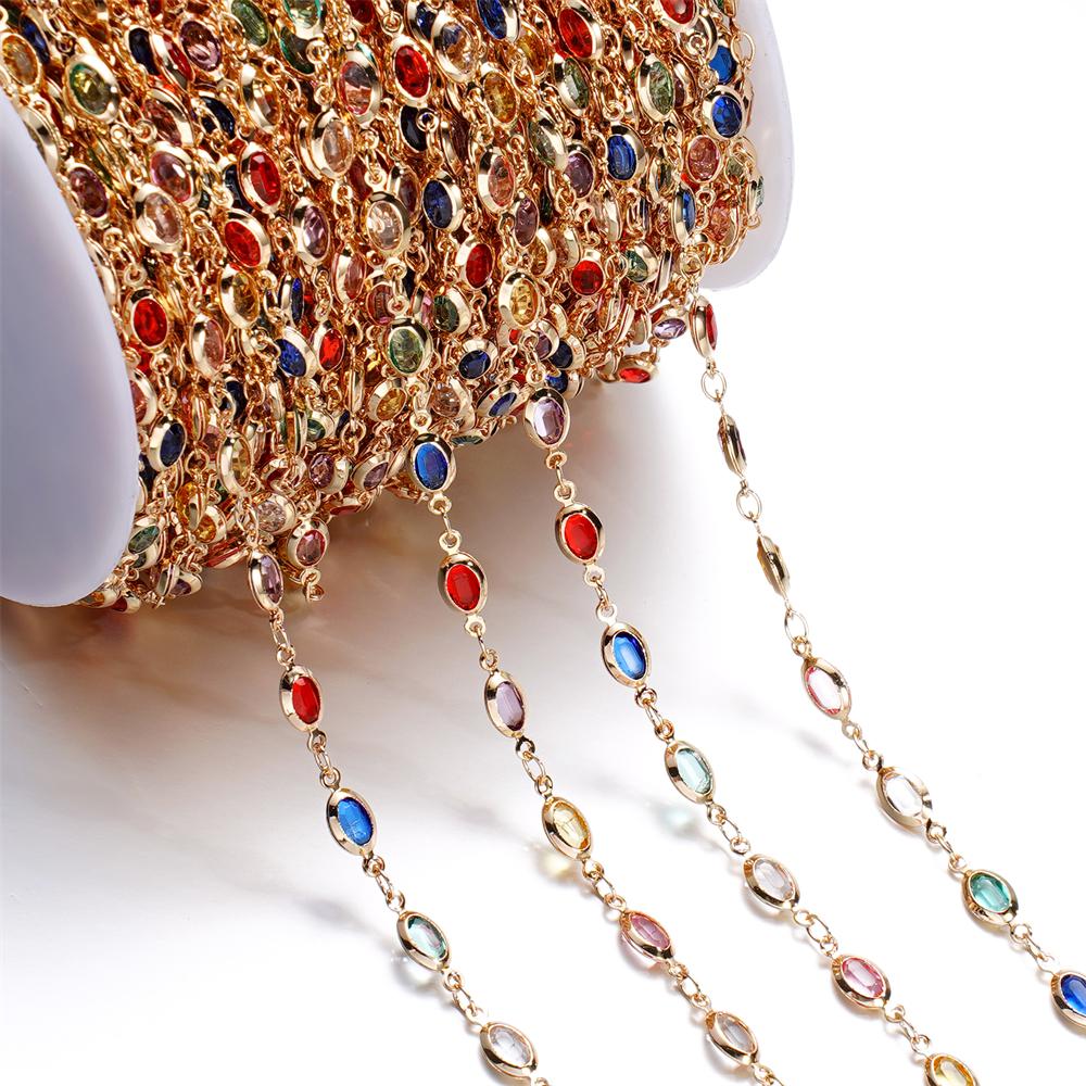 1Meter Copper Chain With Crystal Beads Chain DIY Necklace Bracelet For Jewelry Making Supplies