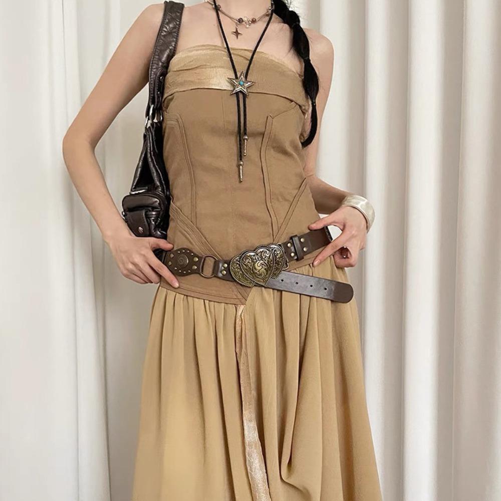 Fashion Metal Women's Waist Chain Adjustable Durable Retro Waist Chain Gold/Silver Carved Chain Belt