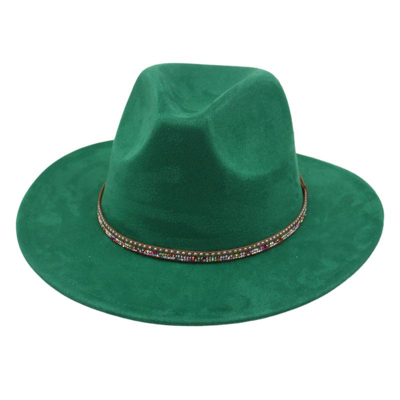 Diamond Flat-Brimmed Shade Men'S And Women'S Suede Hats Western Cowboy Hats Jazz Top Hats