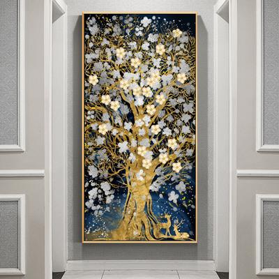 Abstrakte Luxus-Blumen-Leinwand-Malerei, weiße Blumen, reicher Baum, Wandkunst, Poster, Drucke, Wohnzimmer, Veranda, Heimdekoration, Cuadros