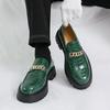 Autumn new platform business loafers men's Korean version of fashion glossy heightening foot leather shoes one pedal