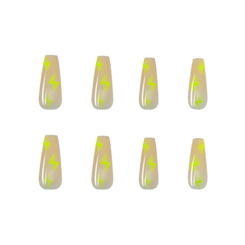 Artificial Nails Yellow Lightning Long Ballet Manicure Fake Nails Manicure Sheets