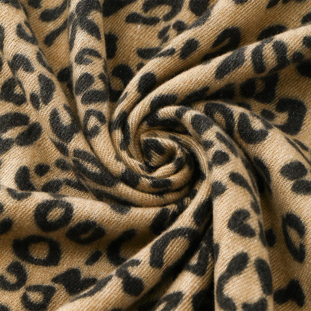 Leopardenmuster Fransen Quadratisches Tuch Imitation Kaschmir Schals Damen Herbst Winter Schals Damen Elegante Wickeltücher Mulffer 100*100cm