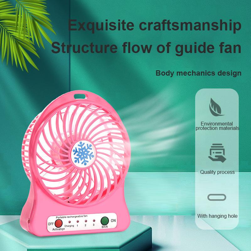 USB Desktop Small Fan Student Rechargeable Mini Fan Snowflake Fan Night Light
