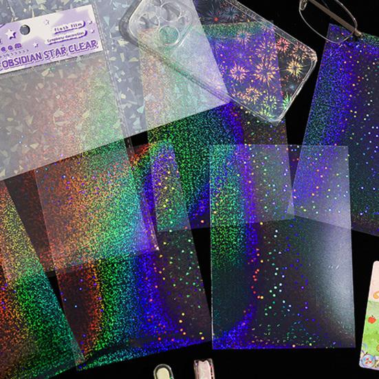 6 Blatt Irisierender Traum Holografischer Aufkleber für Journale Wasserdichte Scrapbooking-Aufkleber Transparenter Untergrund für Collage Versiegelung Dekoration