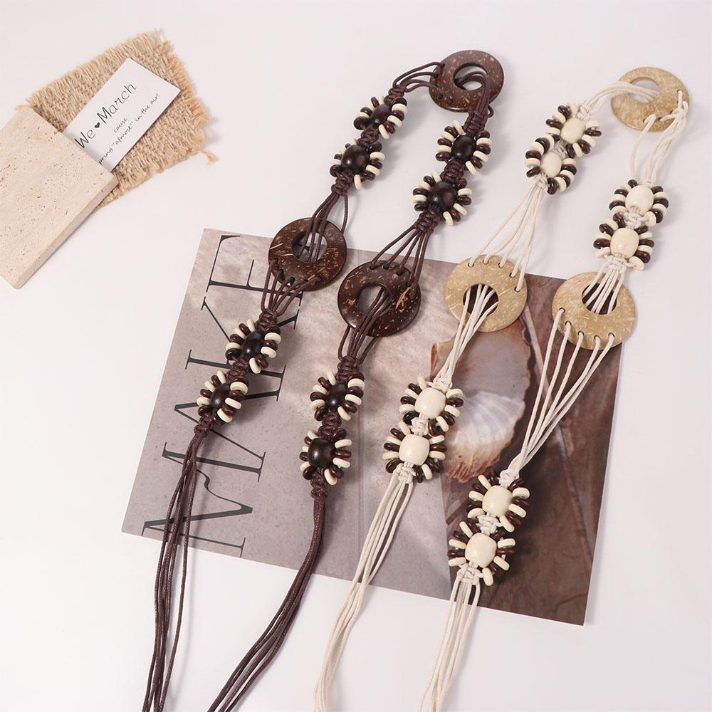 Jeans Decor Bohemian Waist Rope Vintage Beads Knitted Waistband  Dress Decoration