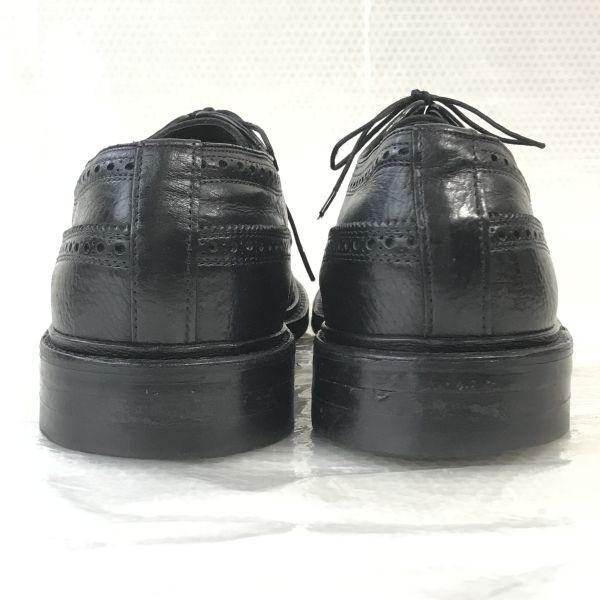 Sears USA 70s Vintage Easy Flex Leather Long Wingtip 9.5D 27.0-27.5 Black Dress Shoes(USED)
