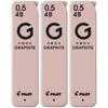 PILOT Neox Graphite Mechanical Pencil Refills HRFG-05, 0.5mm, 4B Lead, 40 Leads Per Tube, 3-Pack