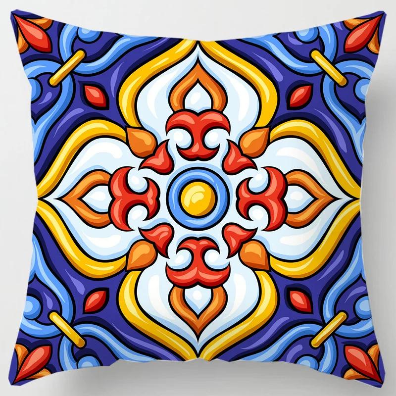 Colorful national floral antique porcelain print Pillowcase Comfortable sofa car Seat cushion cover Bohemian Hippie home decor