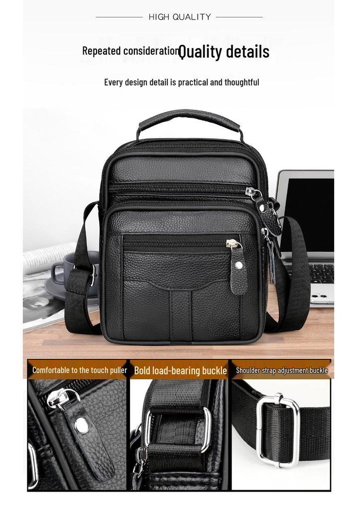 Genuine Leather Men's Single Shoulder Bag - 2025 Fashion Crossbody with High-End Cowhide Feel