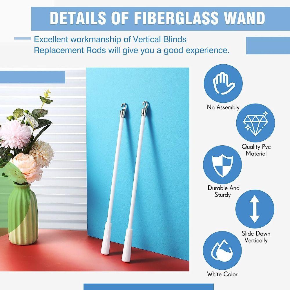 2 Pcs White Blinds Stick Alloy Curtain Stick Window Blind Alloy Hook Replacement Parts