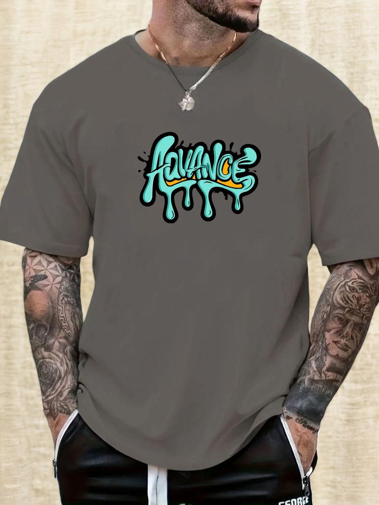 2025 Summer Essential Mens Streetwear Casual Tshirt Vibrant Artistic Graffiti Advance Drip Print 100 Cotton Short Sleeve Top