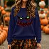 Women's Halloween Print Long Sleeve Neck Sweatshirt Fashion Casual Pullover