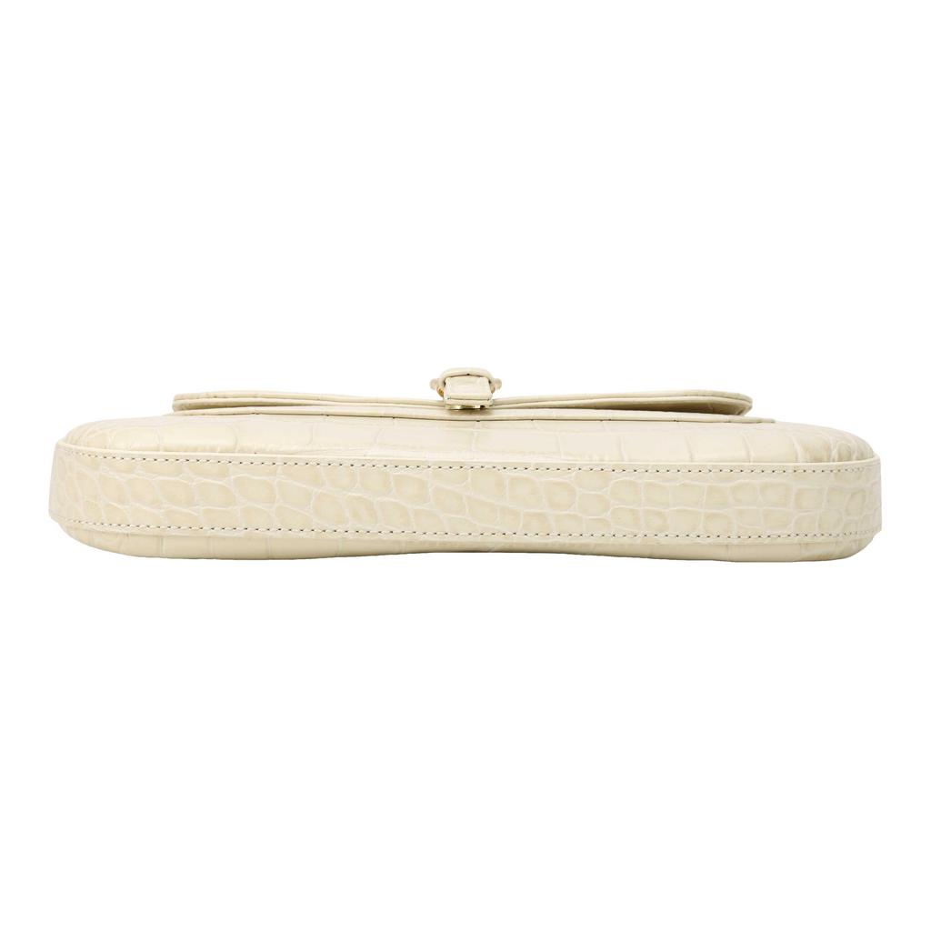 By Far Miranda Series Leather Crocodile Embossed Shoulder Bag Women Handbags Off-White 19FWMDASCEDMEDCE