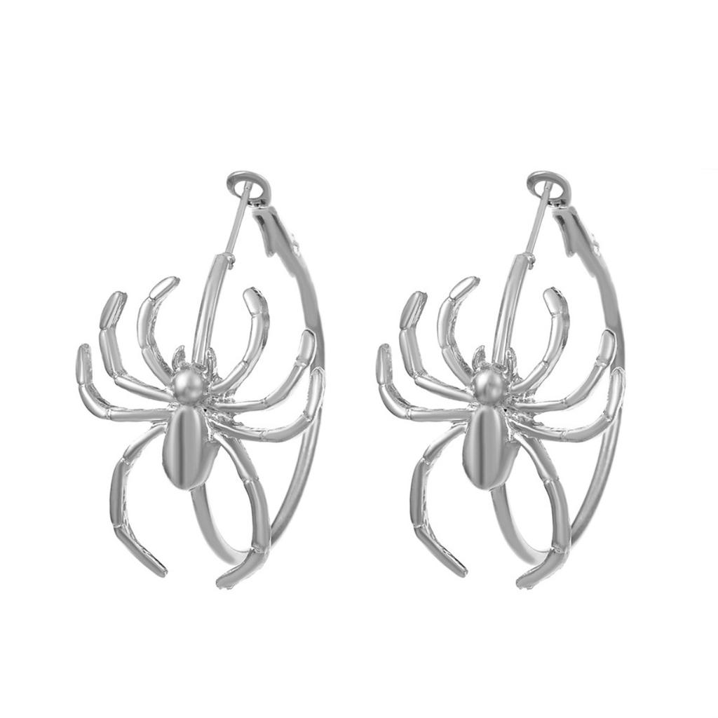 Spider Shaped Hoop Earrings Gold Tone Statement Earrings for Women Halloween Style