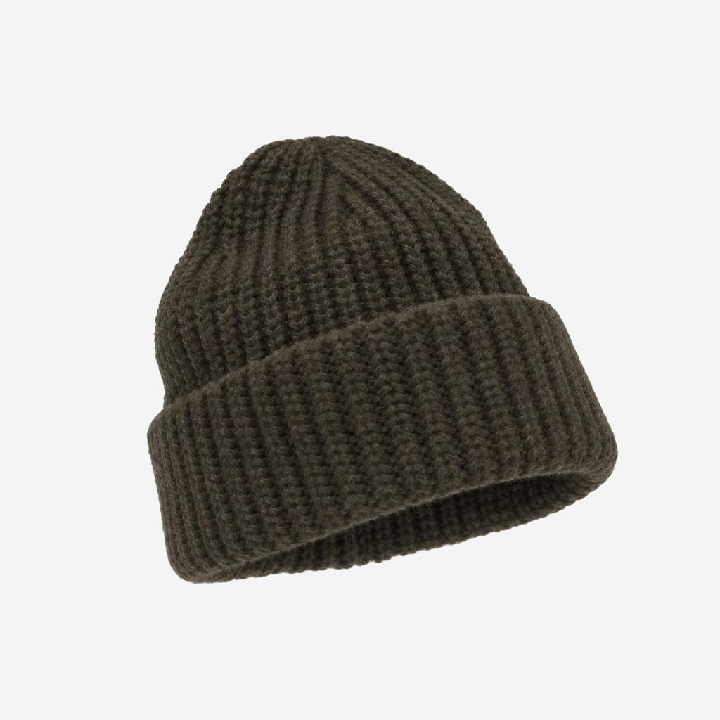 Autumn and winter widened flanged version solid color vertical pattern knitted cold hat simple soft waxy flanged head wool hat women