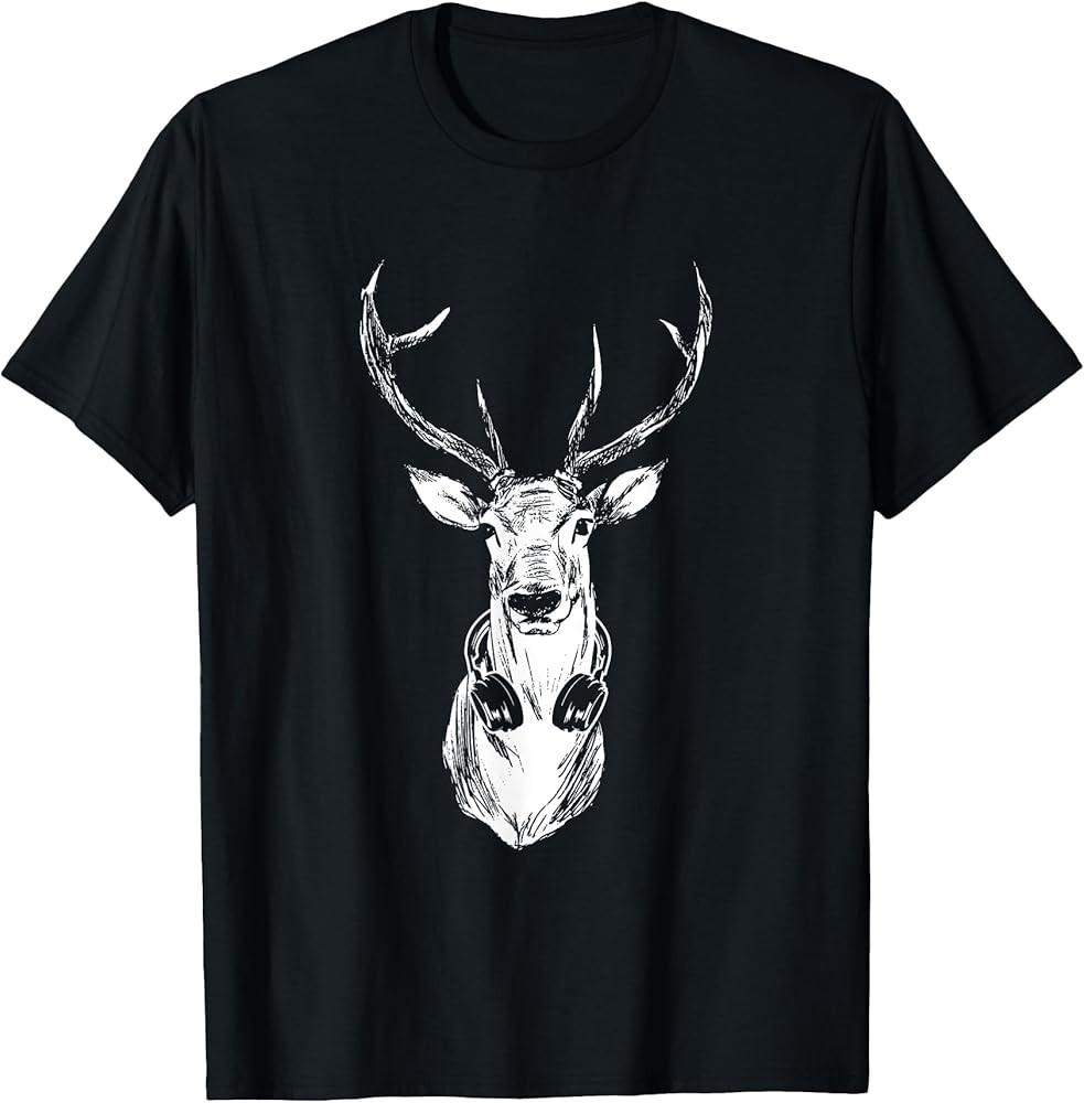 Vintage Deer Musician DJ Moose With Headphones Music Lovers TShirt Unisex T-Shirt XXXXL