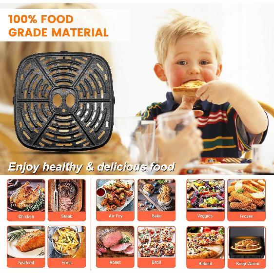 GWY Air fryer Grill Plate for Holstein Housewares 4.4QT Air Fryer,8.07×8.07 IN Food Grade Air Fryer Grill Pan Crisper Plate Replacement Parts Tray
