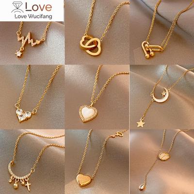 Classic Gold Color Stainless Steel Necklace For Women Jewelry Limited Pearl Beads Heart Pendant Necklace Birthday