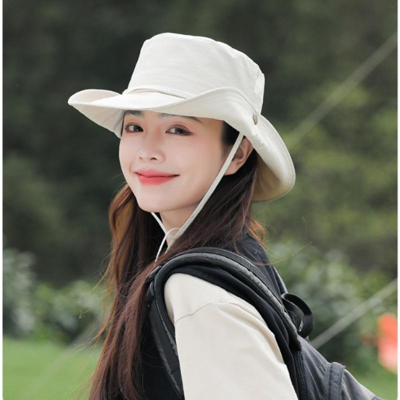New Spring Summer Women Bucket Hat Waterproof Foldable Large Brim Sun Hat Hangable Outdoor Mountain Camping UV Protection Basin Cap