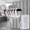 12 szt. Otwartych kółek do zasłon Kółka do zasłon Okrągłe kółka Klipsy do zasłony prysznicowej Do zasłon i karniszy