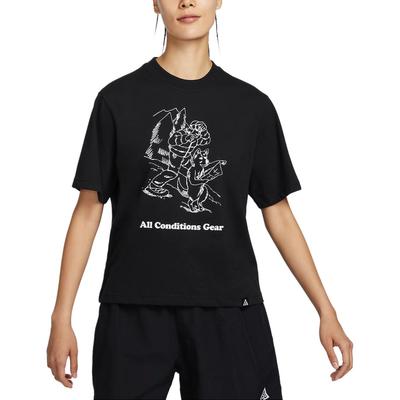 Nike ACG Series Letter Print Pattern Pullover Crew Neck Short Sleeve T-Shirt Women T-Shirts Black FV7326010
