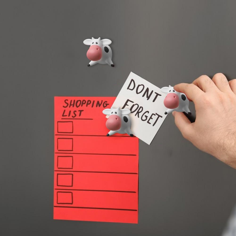 Dairy Cow Refrigerator Magnet Resin 3D Cattle Animal Microwave Oven Whiteboard Notes Photo Fridge Magnet Home Kitchen Decoration