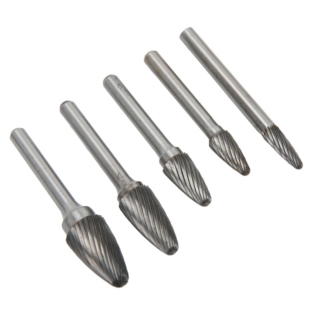 5 Stück Hartmetallfräser Einfachverzahnt Rotationsfeile mit 6mm 0.24in Schaft zum Gravieren Polieren Bohren
