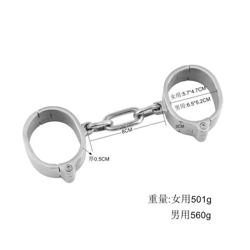 Stainless Steel Handcuff Slave Restraints Set Bondage Collar Ankle Cuffs  Bondage Restraint Sex Toys for Women Man Couples