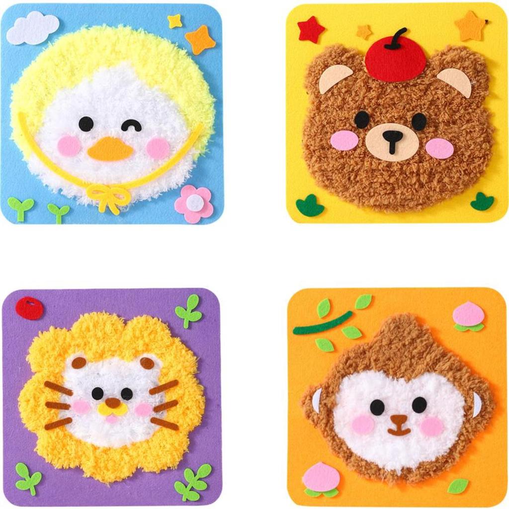 DIY Embroidery Animal Face Set Cartoon Animal Creative DIY Arts Crafts DIY Educational Sewing Kit for Beginners Crafts Gifts