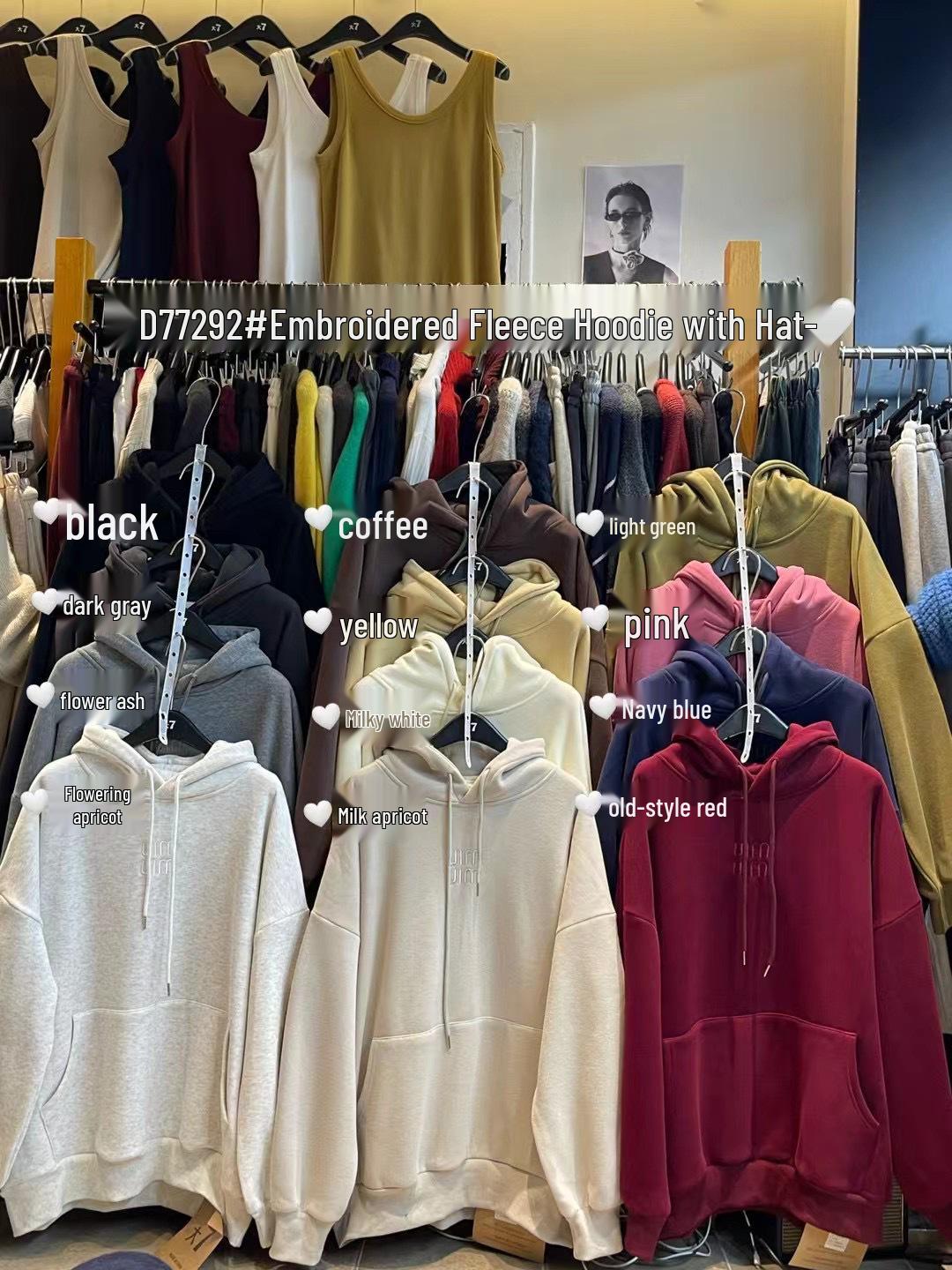

Women s Korean Style Oversized Hooded Fleece Sweatshirt with Embroidered Letter Cream Apricot