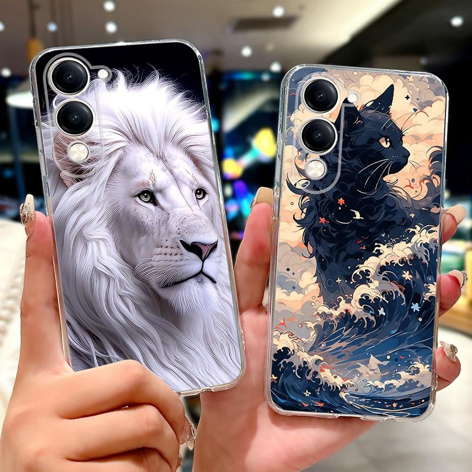 For Vivo Y04 4G Case V2430 Cute Cat White Lion King Painted Cover Soft Slim Phone Case For Vivo Y29s Y 29 s VivoY04 Fundas Coque