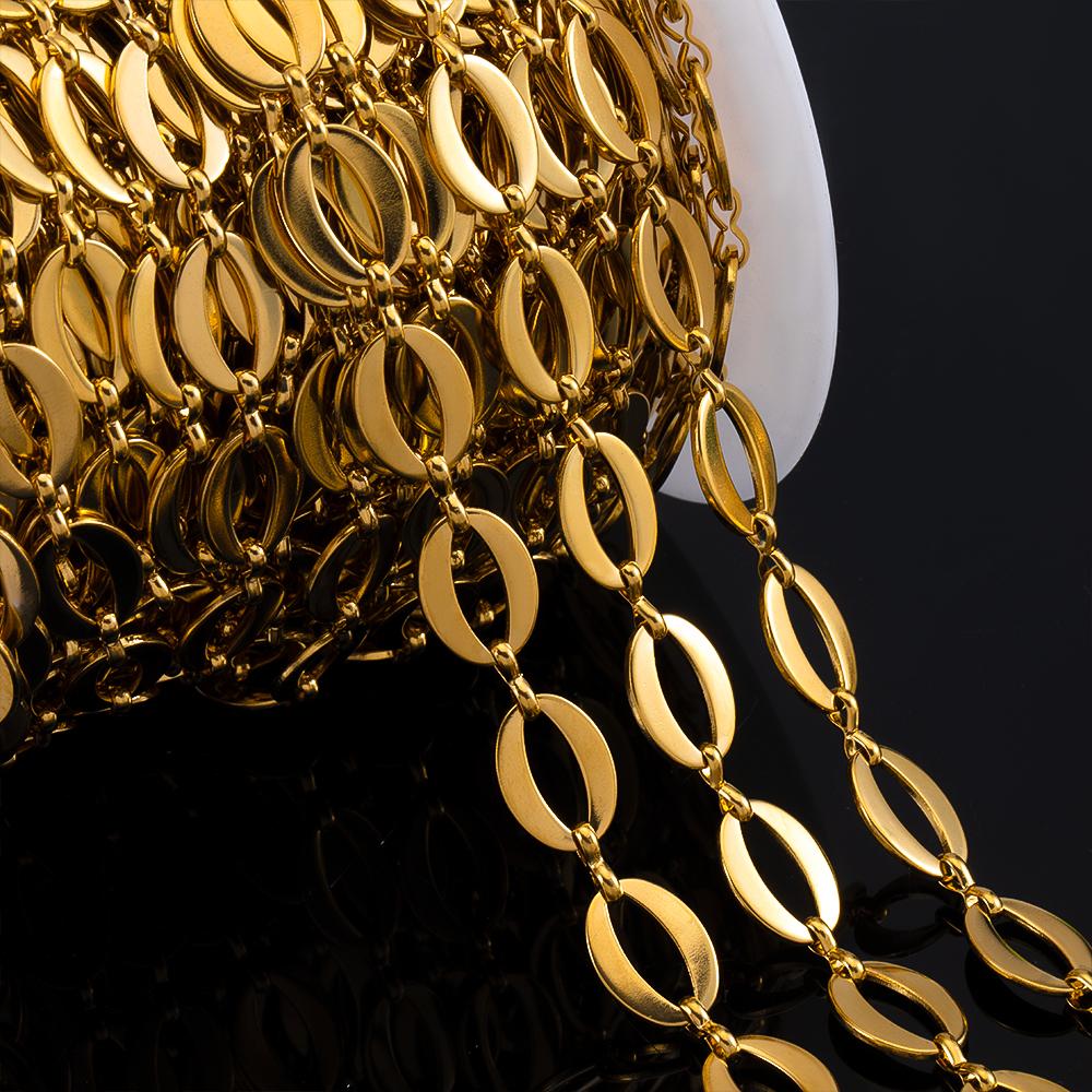 1Meter Stainless Steel Gold Plated Cuban Necklaces Chain 10x14mm Letter O Link Chains DIY Bracelets Jewelry Making Bags Chains