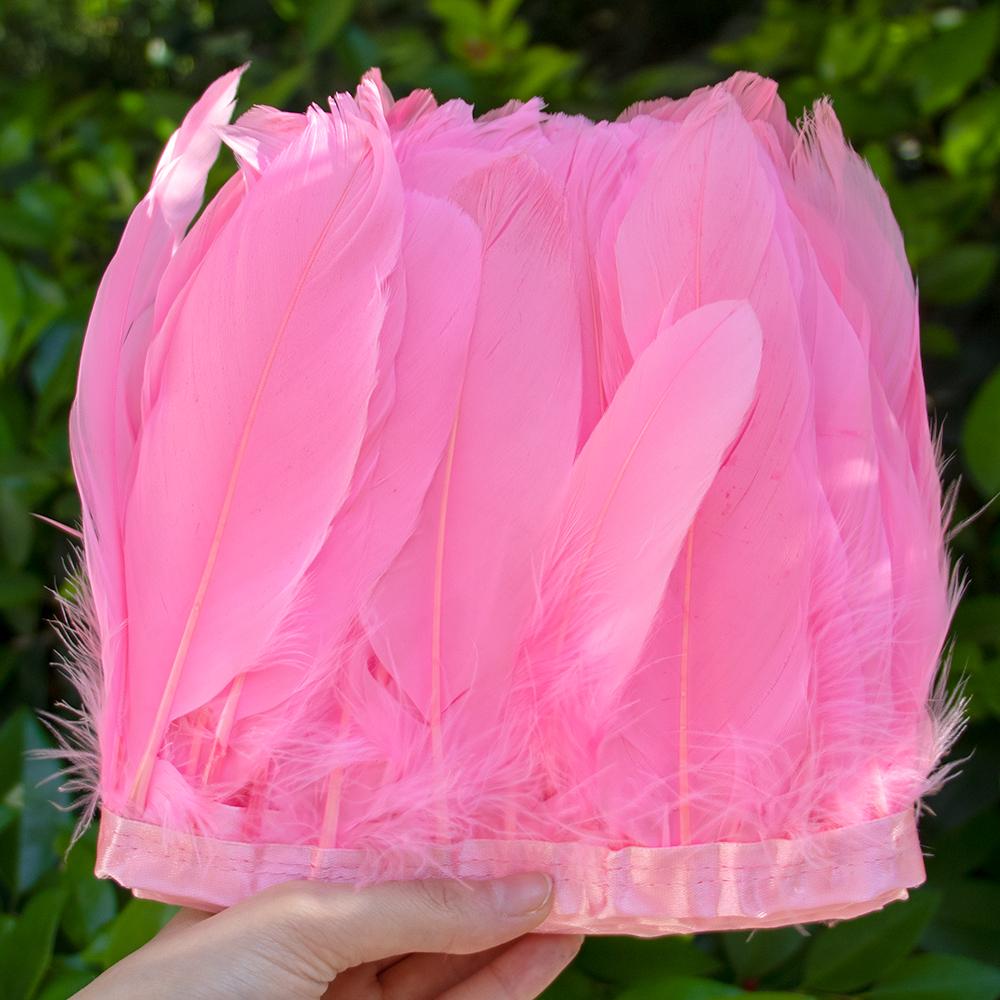 2 Meter Natural Dyed Goose Feather Trim Fringe Ribbon for Wedding Decor Costume Accessories DIY Crafts Gift Wrapping Supplies