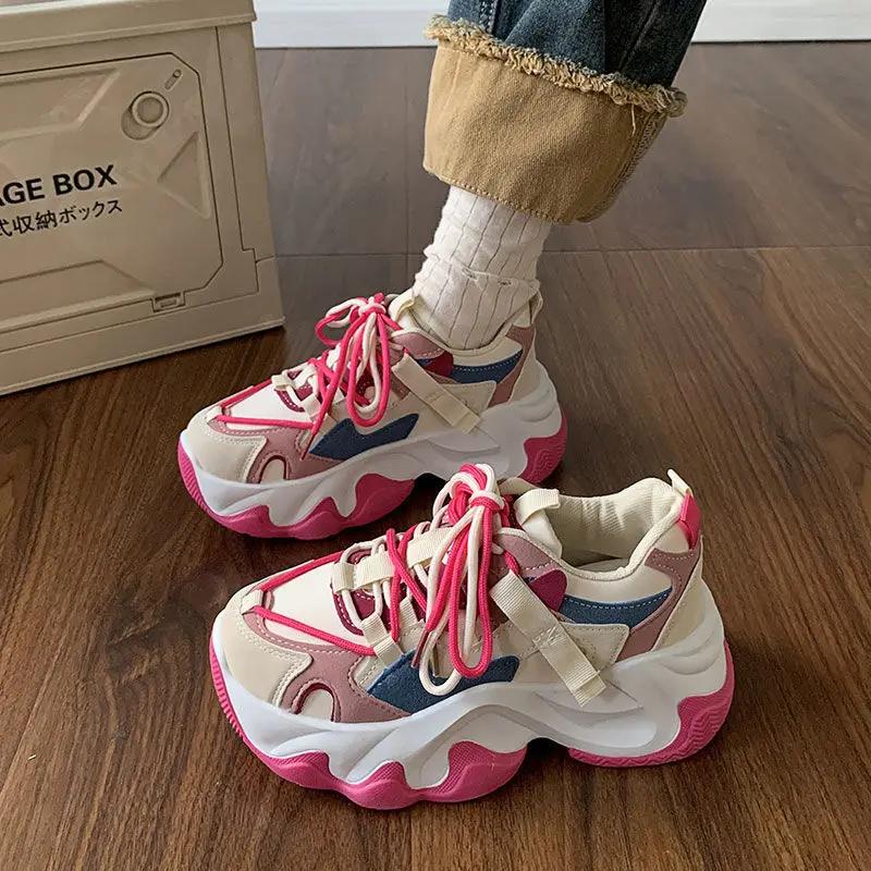 Fashion Spring Autumn New Women's Luxury Sneakers Thick Soled Height Increasing Running Shoes for Youth Fashion Versatile Casual Shoes