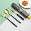 3Pcs Dinnerware Set Spoon Fork Chopsticks Cutlery with Box Portable 304 Stainless Steel Tableware for Travel Camping