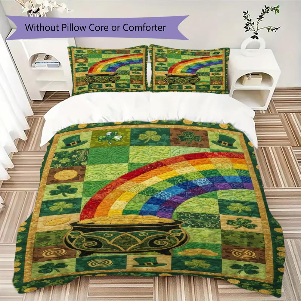 Coins&Rainbows Pattern Bedding Uilt Set Uilt Cover Pillowcase Home Decoration Birthday Gift (1 * Duvet Cover + 2 * Pillowcase  Without Core)116