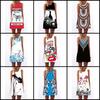 European and American Hot-selling New Digital Printing Round Neck Big Pendulum Loose Off-the-shoulder Medium and Long Vest Sleeveless Dress
