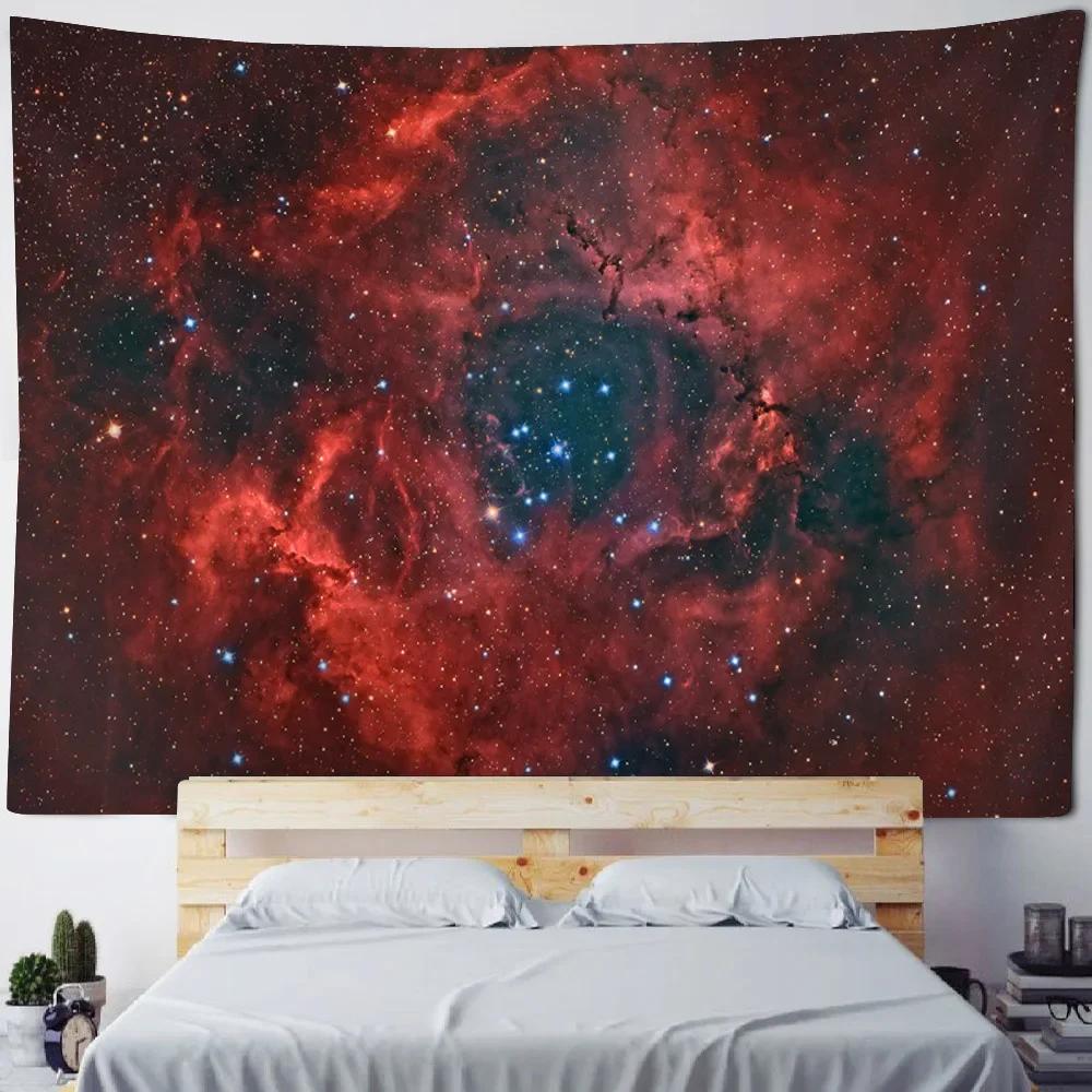 Starry Sky Wall Tapestry Home Ceiling Decoration Bohemian Style Space Planet Fabric Background Poster Bed Sheet Beach Mat
