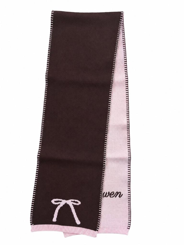 Autumn and winter new women's knitted scarf Korean contrasting color double-sided jacquard niche design sense warm long scarf student