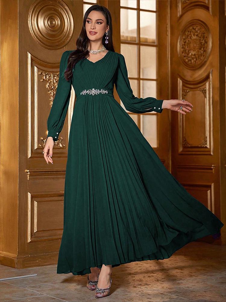 KY804-1 Elegant Chiffon Ruched Evening Dress - Women's Fashion