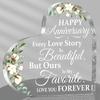 Anniversary Wedding Gift for Her Him - Heart-Shaped Acrylic Keepsake with Floral Design & "Happy Anniversary" Message, Vintage Style, No Electricity N