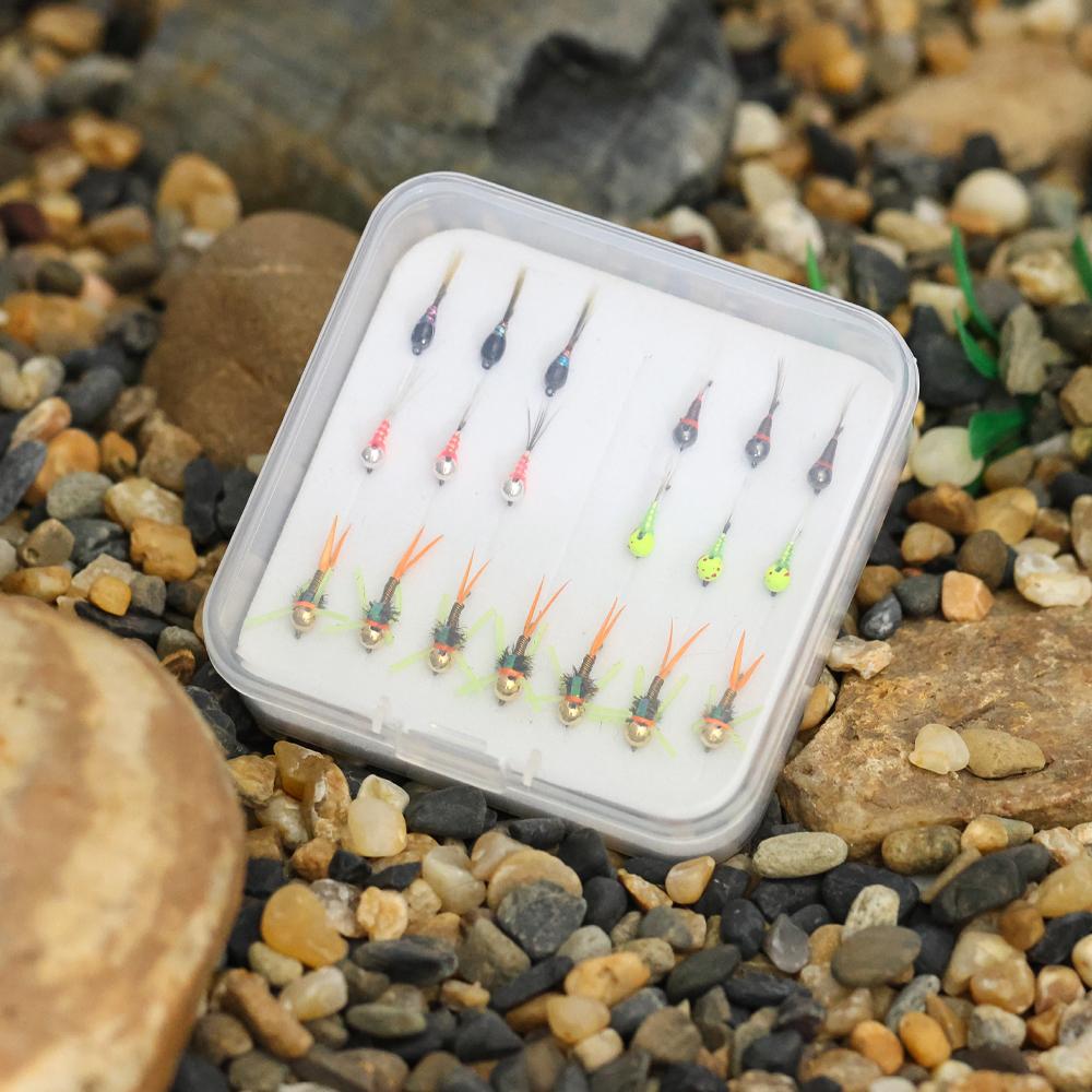 19PCS/Box #16#18 Tungsten Bead Fast Sinking Wet Fly Euro Nymph Fly Trout Fishing Lures Baits